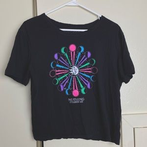 Fifth Sun Gray Crop Top With Moon Phases “Nothing Phases Me” Size XL